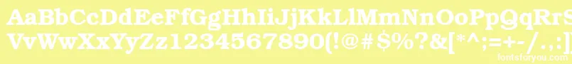 BookmanbttBold-fontti – valkoiset fontit keltaisella taustalla