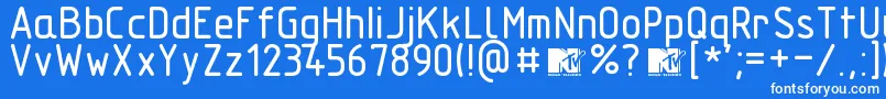 フォントTechnicznapomocr – 青い背景に白い文字