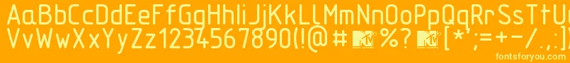 Technicznapomocr Font – Yellow Fonts on Orange Background