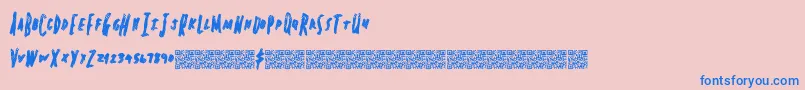 Springheadliner-Schriftart – Blaue Schriften auf rosa Hintergrund