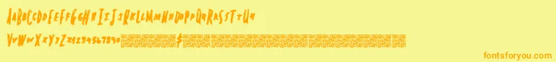 フォントSpringheadliner – オレンジの文字が黄色の背景にあります。