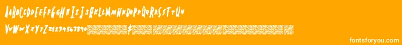 Springheadliner-Schriftart – Weiße Schriften auf orangefarbenem Hintergrund