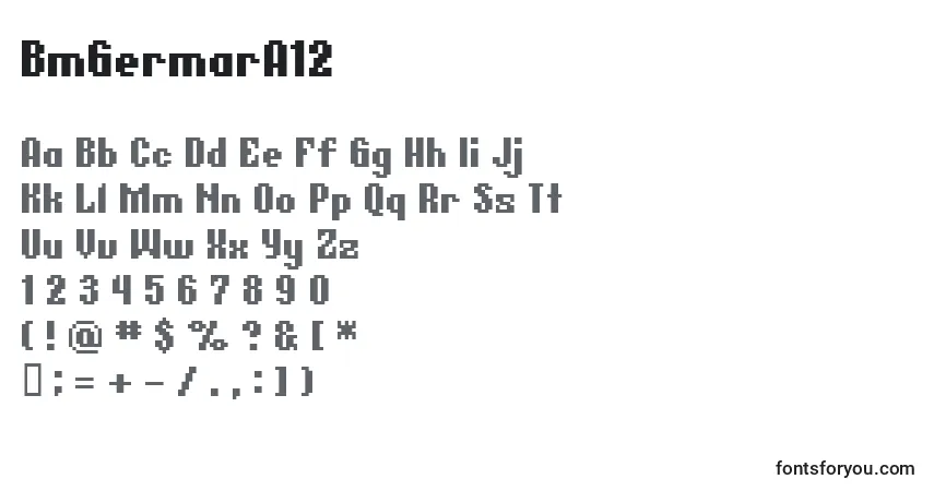 Czcionka BmGermarA12 – alfabet, cyfry, specjalne znaki