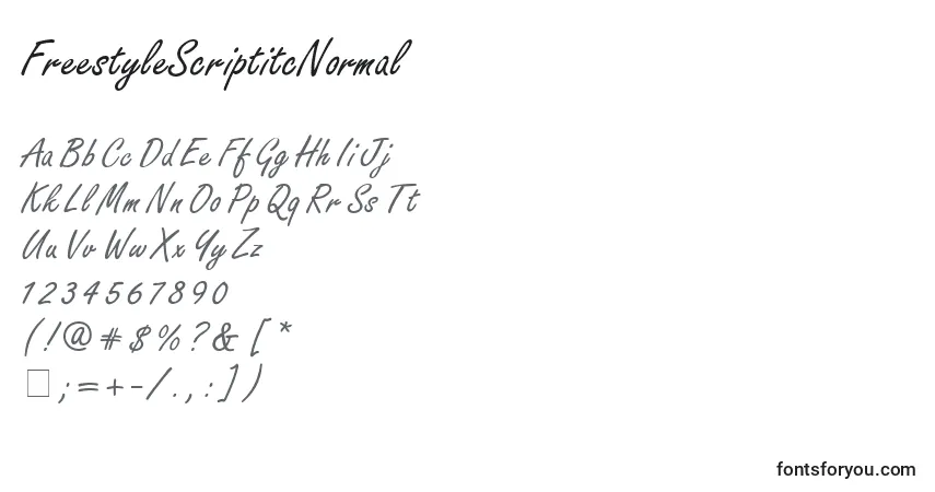 Schriftart FreestyleScriptitcNormal – Alphabet, Zahlen, spezielle Symbole