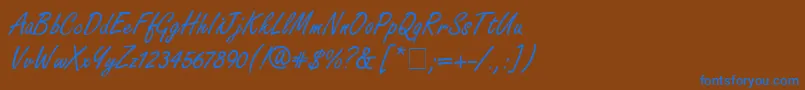 FreestyleScriptitcNormal-Schriftart – Blaue Schriften auf braunem Hintergrund