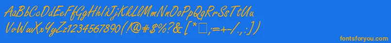 Fonte FreestyleScriptitcNormal – fontes laranjas em um fundo azul