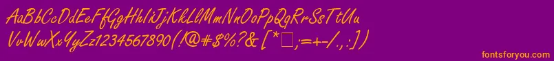 FreestyleScriptitcNormal-Schriftart – Orangefarbene Schriften auf violettem Hintergrund