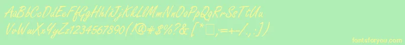 フォントFreestyleScriptitcNormal – 黄色の文字が緑の背景にあります