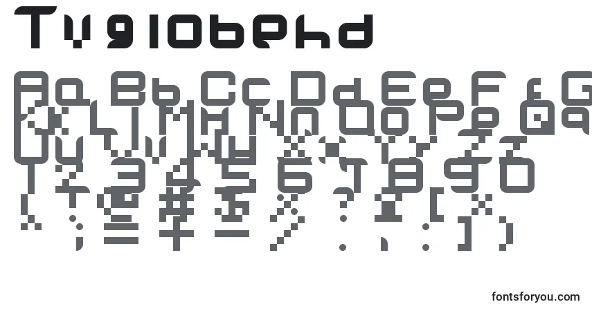 A fonte Tvglobehd – alfabeto, números, caracteres especiais