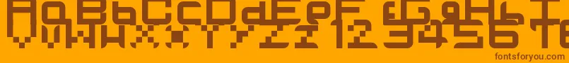 Tvglobehd-Schriftart – Braune Schriften auf orangefarbenem Hintergrund