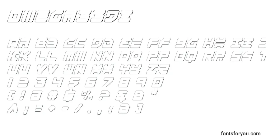 Czcionka Omega33Di – alfabet, cyfry, specjalne znaki
