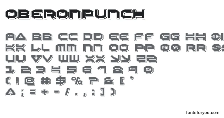 A fonte Oberonpunch – alfabeto, números, caracteres especiais