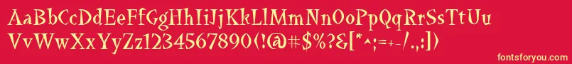 Quetzalcoatl-Schriftart – Gelbe Schriften auf rotem Hintergrund