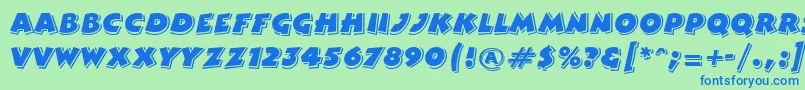 GeComedy Font – Blue Fonts on Green Background