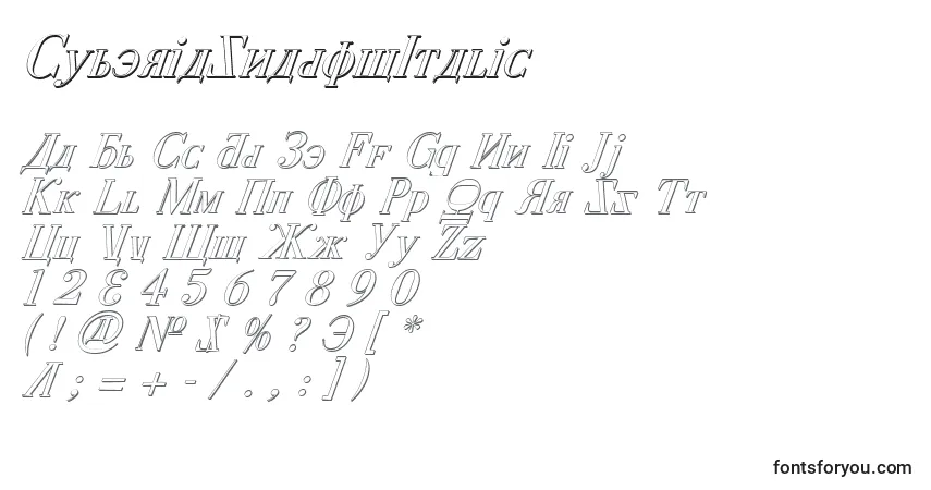 Fuente CyberiaShadowItalic - alfabeto, números, caracteres especiales