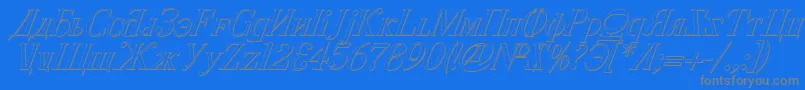 CyberiaShadowItalic Font – Gray Fonts on Blue Background