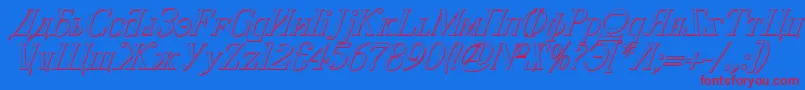 CyberiaShadowItalic Font – Red Fonts on Blue Background
