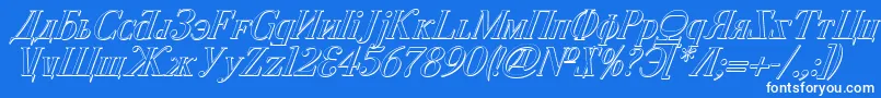 CyberiaShadowItalic Font – White Fonts on Blue Background
