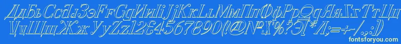 CyberiaShadowItalic Font – Yellow Fonts on Blue Background