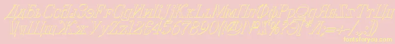 CyberiaShadowItalic Font – Yellow Fonts on Pink Background