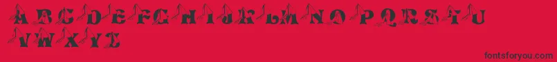 フォントLmsPrincessCap – 赤い背景に黒い文字