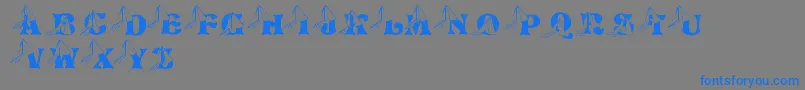 フォントLmsPrincessCap – 灰色の背景に青い文字