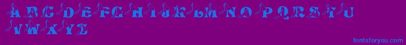 LmsPrincessCap-Schriftart – Blaue Schriften auf violettem Hintergrund