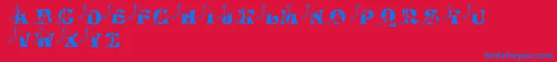 fuente LmsPrincessCap – Fuentes Azules Sobre Fondo Rojo