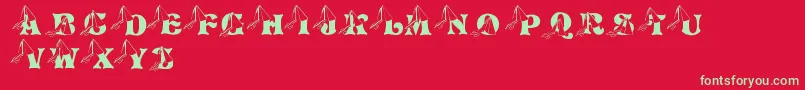 フォントLmsPrincessCap – 赤い背景に緑の文字