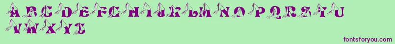 LmsPrincessCap-Schriftart – Violette Schriften auf grünem Hintergrund