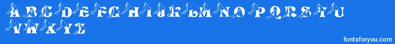 LmsPrincessCap-Schriftart – Weiße Schriften auf blauem Hintergrund