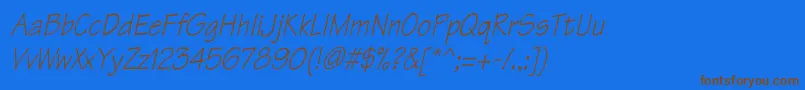 TektonThItalic-Schriftart – Braune Schriften auf blauem Hintergrund