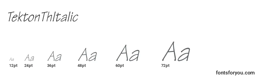 Размеры шрифта TektonThItalic