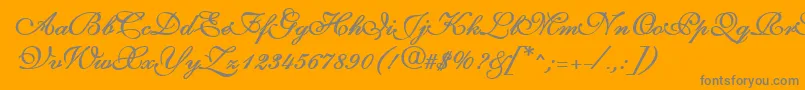 Volare-Schriftart – Graue Schriften auf orangefarbenem Hintergrund