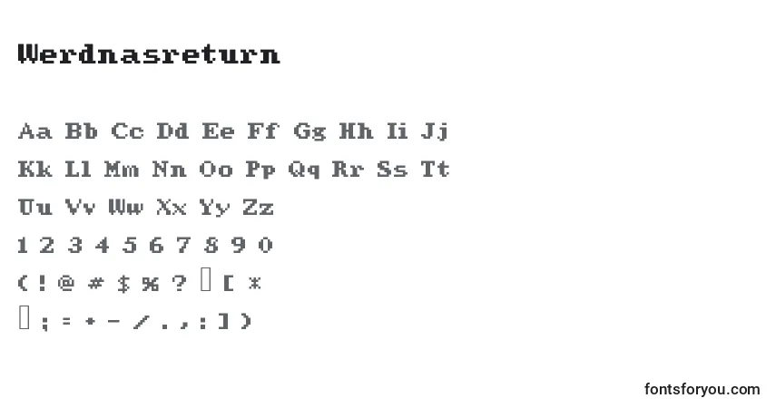 A fonte Werdnasreturn – alfabeto, números, caracteres especiais