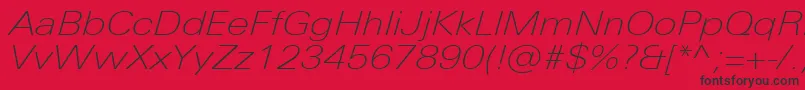 UniversNextProThinExtendedItalic Font – Black Fonts on Red Background