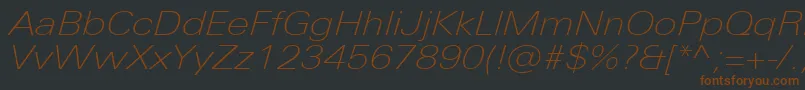 UniversNextProThinExtendedItalic Font – Brown Fonts on Black Background