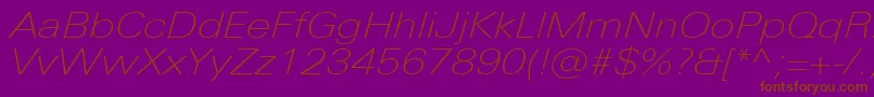 UniversNextProThinExtendedItalic Font – Brown Fonts on Purple Background