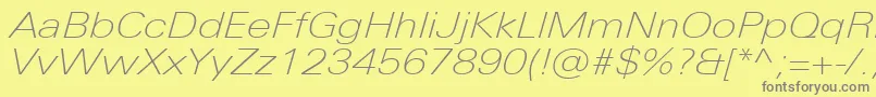 UniversNextProThinExtendedItalic Font – Gray Fonts on Yellow Background
