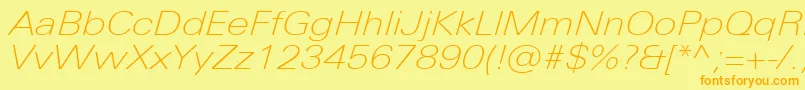 UniversNextProThinExtendedItalic Font – Orange Fonts on Yellow Background