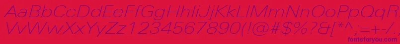 Шрифт UniversNextProThinExtendedItalic – фиолетовые шрифты на красном фоне