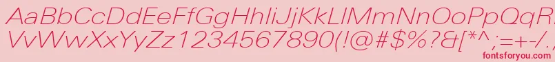 UniversNextProThinExtendedItalic Font – Red Fonts on Pink Background