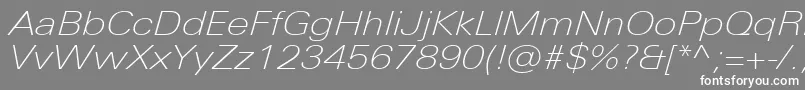 UniversNextProThinExtendedItalic Font – White Fonts on Gray Background