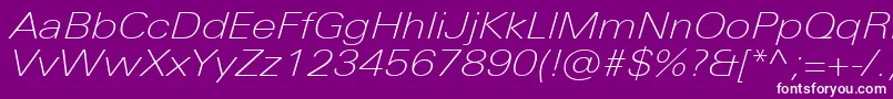 UniversNextProThinExtendedItalic Font – White Fonts on Purple Background