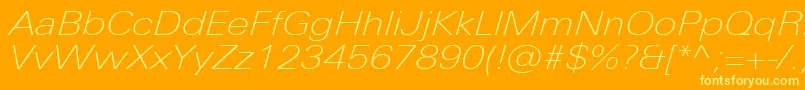 UniversNextProThinExtendedItalic Font – Yellow Fonts on Orange Background
