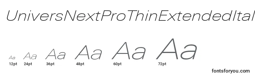 UniversNextProThinExtendedItalic Font Sizes