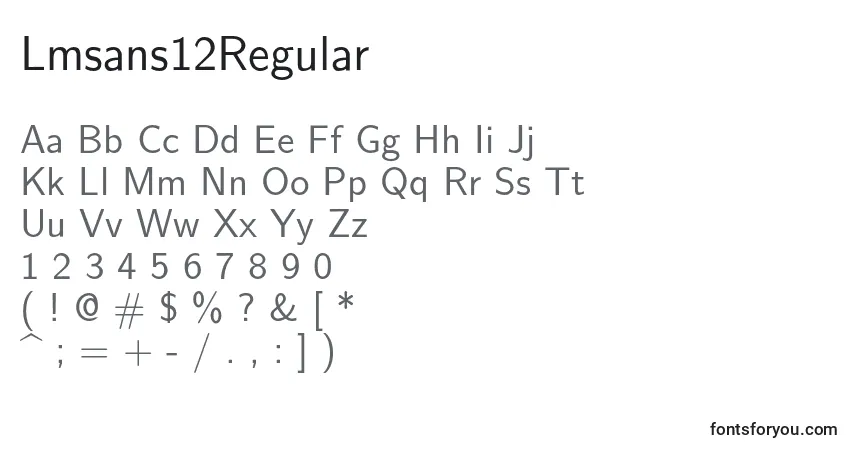 A fonte Lmsans12Regular – alfabeto, números, caracteres especiais