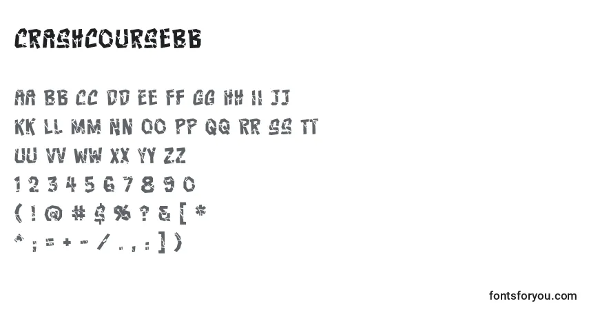 A fonte CrashcourseBb – alfabeto, números, caracteres especiais