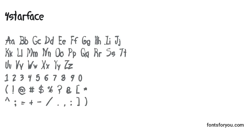 Schriftart 4starface – Alphabet, Zahlen, spezielle Symbole
