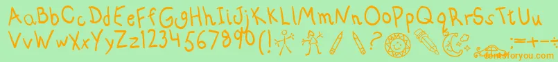 Шрифт Abckids – оранжевые шрифты на зелёном фоне